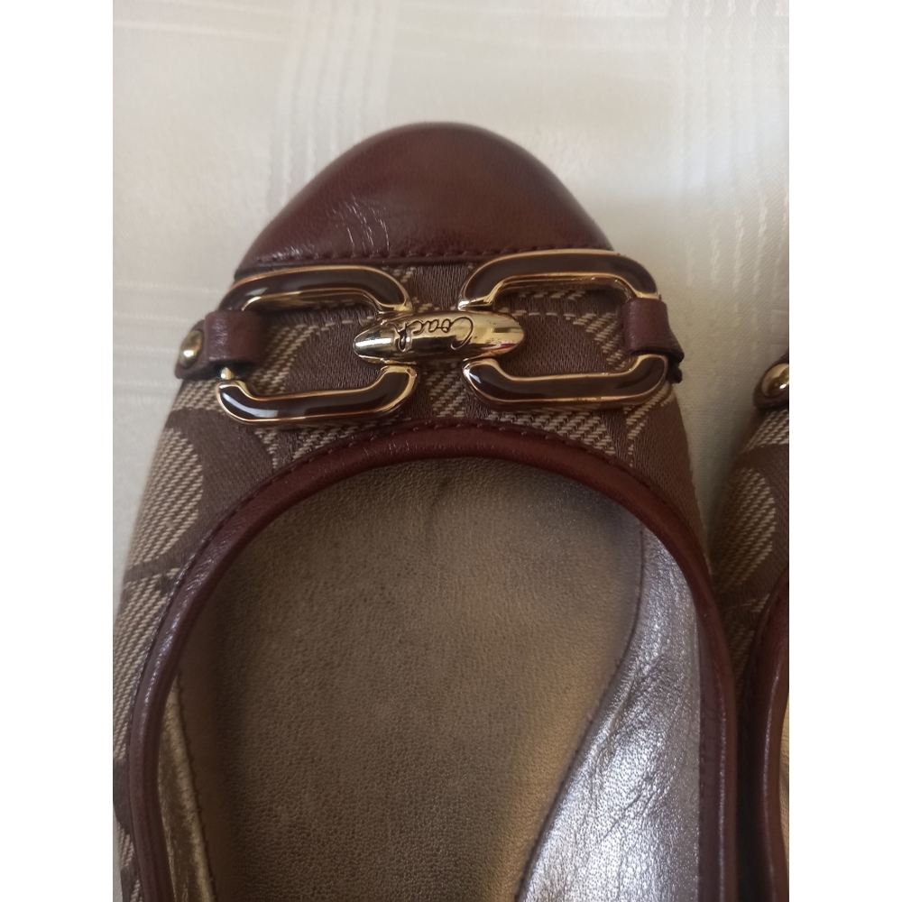 Coach Brown Leather Flats with Gold Hardware - Picture 2 of 7